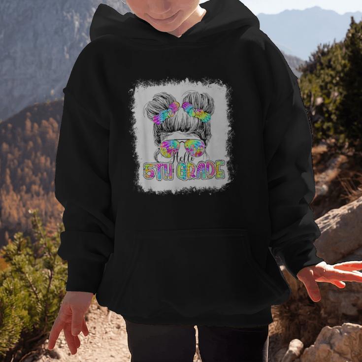 Back To School Hello 5th Grade Cute Messy Bun Tie Dye Girls Graphic Kid Hoodie Back To School Hello 5th Grade Cute Messy Bun Tie Dye Girls Graphic Kid Hoodie