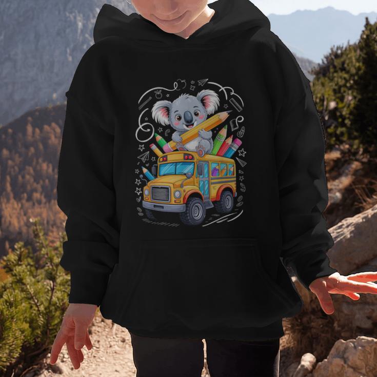Back To School Koala School Bus 100 Days Of School Graphic Kid Hoodie