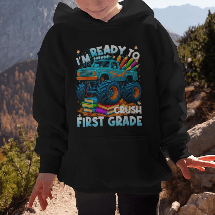 Back To School Ready To Crush 1st Grade Monster Truck Boys Graphic Kid Hoodie