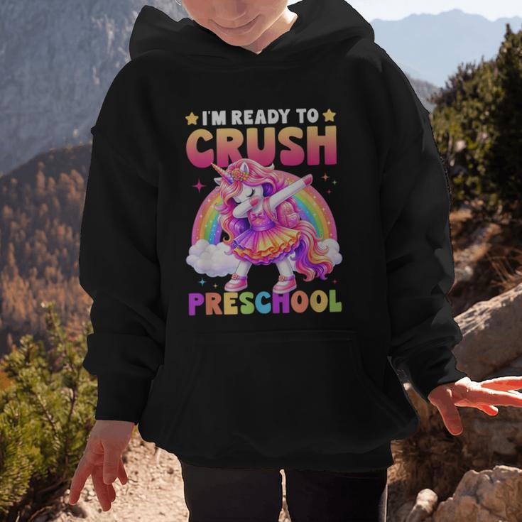 Back To School Unicorn Girls I'm Ready To Crush Preschool Graphic Kid Hoodie