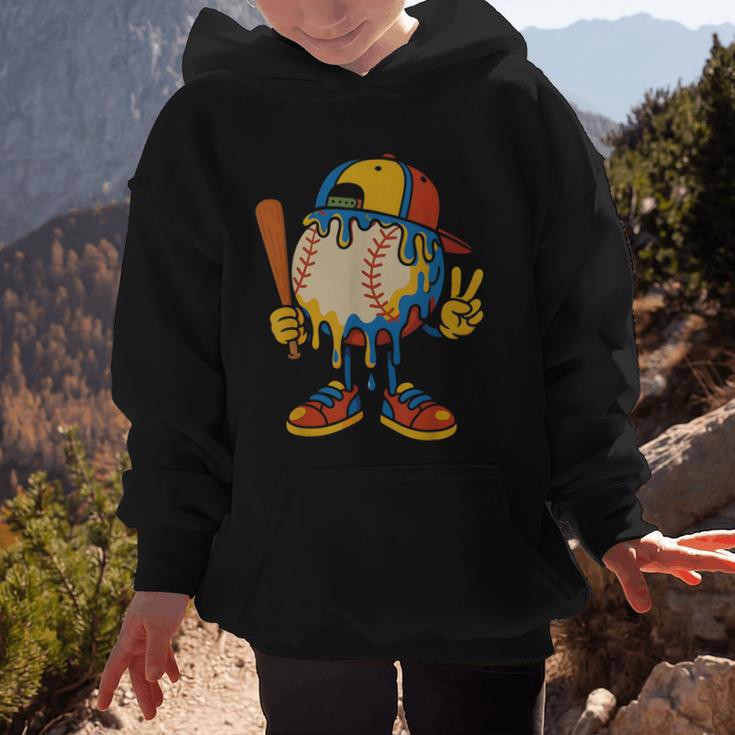 Baseball Ice Cream Drip Youth Back To School Baseball Stuff Graphic Kid Hoodie
