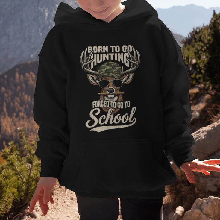 Born To Go Hunting Forced To Go Back To School Camo Deer Boy Graphic Kid Hoodie