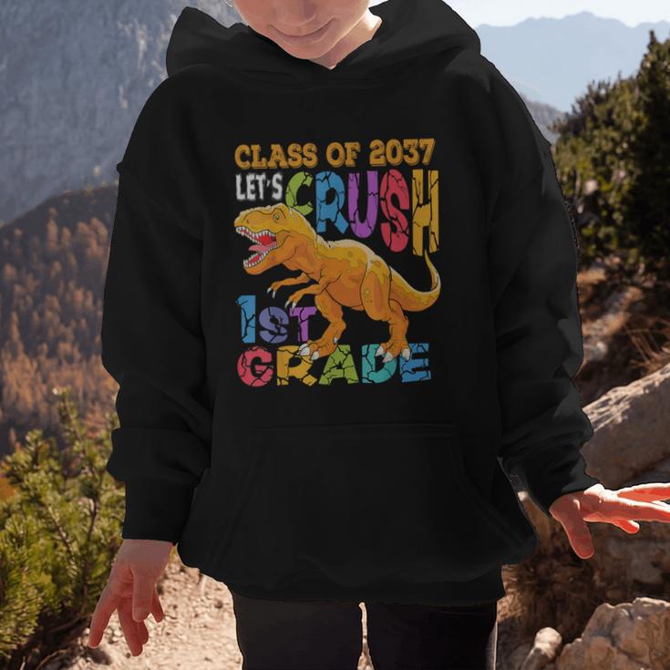 Crush 1st Grade Dinosaur Back To School Class Of 2037 Boy Graphic Kid Hoodie Crush 1st Grade Dinosaur Back To School Class Of 2037 Boy Graphic Kid Hoodie