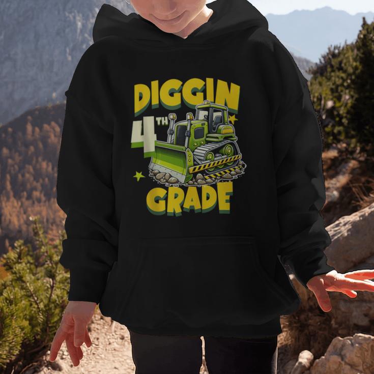 Diggin 4th Grade Bulldozer Back To School Graphic Kid Hoodie Diggin 4th Grade Bulldozer Back To School Graphic Kid Hoodie