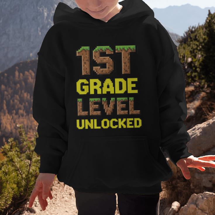 First Day Of 1st Grade Level Unlocked Back To School For Boy Graphic Kid Hoodie First Day Of 1st Grade Level Unlocked Back To School For Boy Graphic Kid Hoodie