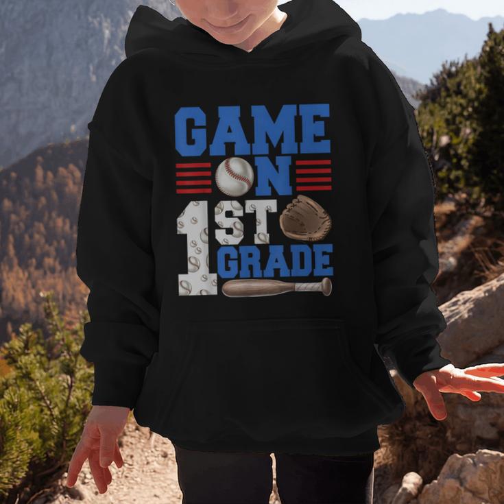 Game On First Grade Boy Baseball Back To School Graphic Kid Hoodie