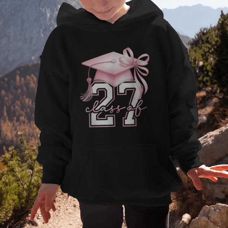 Girls Class Of 2027 Back To School Senior 2027 Coquette Bow Graphic Kid Hoodie