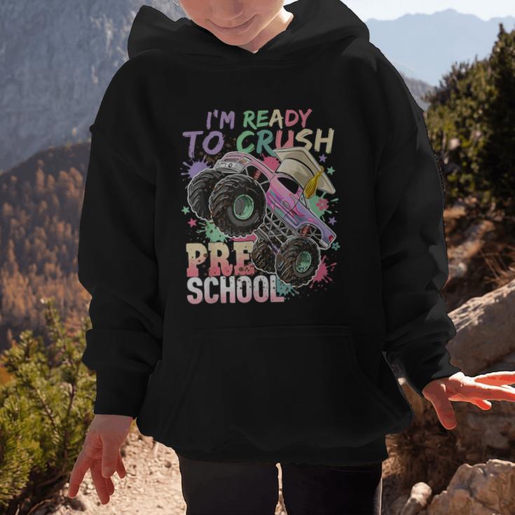 Girls Monster Trucks Ready To Crush Preschool Back To School Graphic Kid Hoodie Girls Monster Trucks Ready To Crush Preschool Back To School Graphic Kid Hoodie