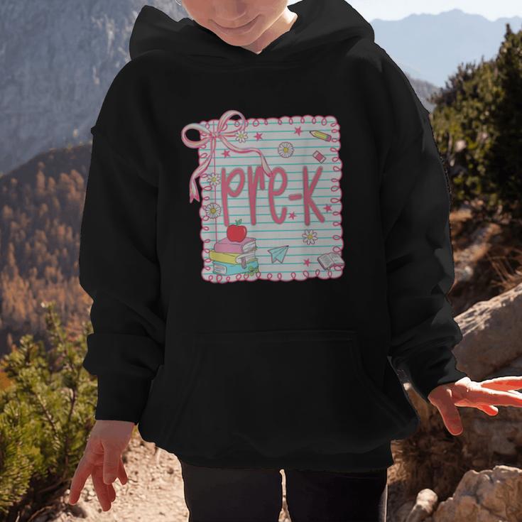 Girls Pre-K Coquette Bow Pink Preppy Back To School Graphic Kid Hoodie Girls Pre-K Coquette Bow Pink Preppy Back To School Graphic Kid Hoodie