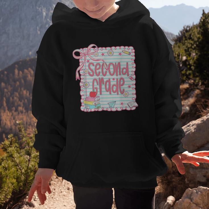 Girls Second Grade Coquette Bow Pink Preppy Back To School Graphic Kid Hoodie Girls Second Grade Coquette Bow Pink Preppy Back To School Graphic Kid Hoodie