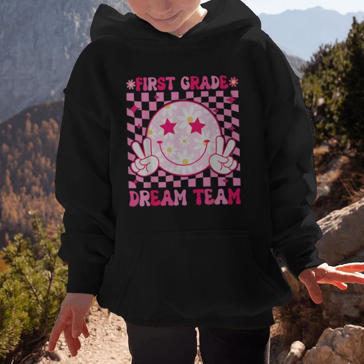Groovy First Grade Dream Team Back To School 1st Grade Squad Graphic Kid Hoodie