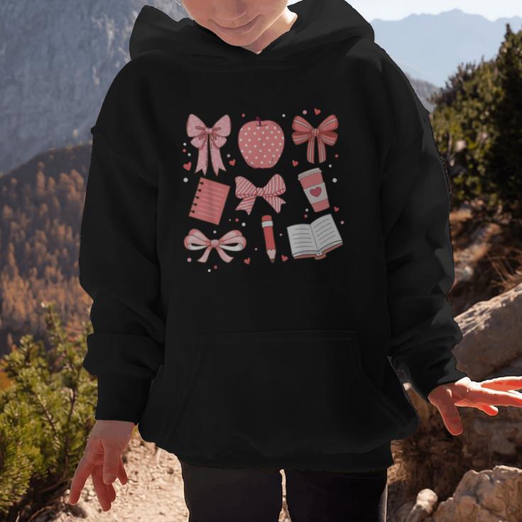Happy Back To School 1st Day Toddler Girl Boho Coquette Bows Graphic Kid Hoodie