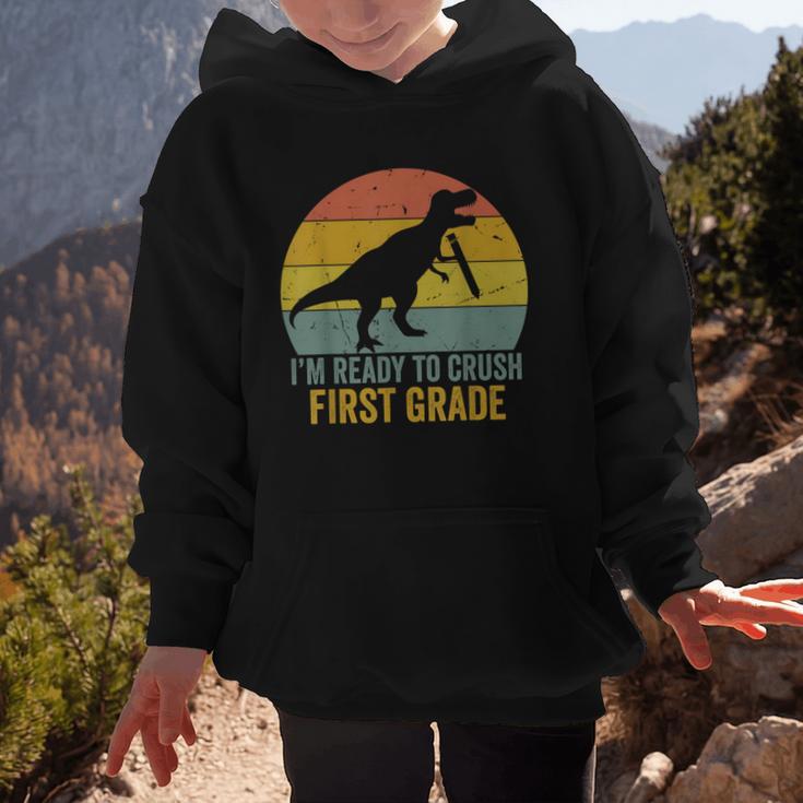 I'm Ready To Crush First Grade Dinosaur Back To School Kids Graphic Kid Hoodie I'm Ready To Crush First Grade Dinosaur Back To School Kids Graphic Kid Hoodie
