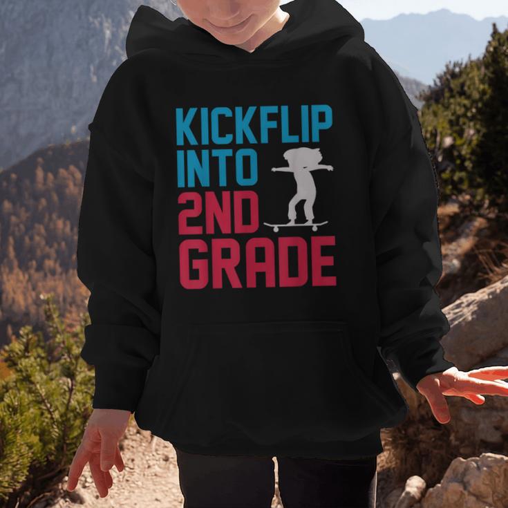 Kickflip Into 2nd Grade Skateboard Lover Back To School Graphic Kid Hoodie