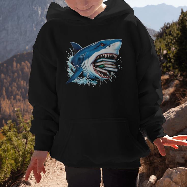 Kids Shark With School Books Back To School Shark Lovers Graphic Kid Hoodie Kids Shark With School Books Back To School Shark Lovers Graphic Kid Hoodie