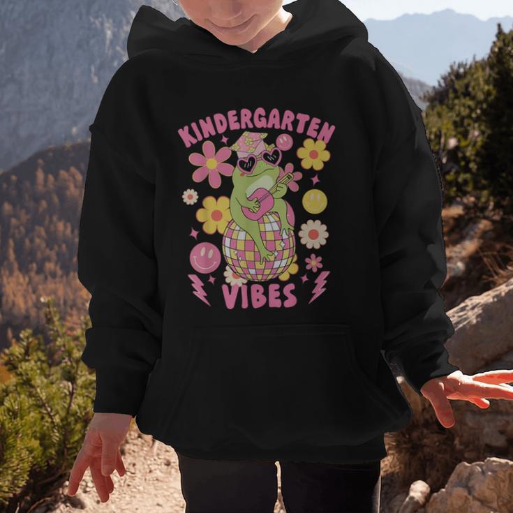 Kindergarten Vibes Groovy Kindergarten Back To School Frog Graphic Kid Hoodie