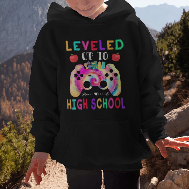 Leveled Up To High School Gaming Fun Back To School Tie Dye Graphic Kid Hoodie Leveled Up To High School Gaming Fun Back To School Tie Dye Graphic Kid Hoodie