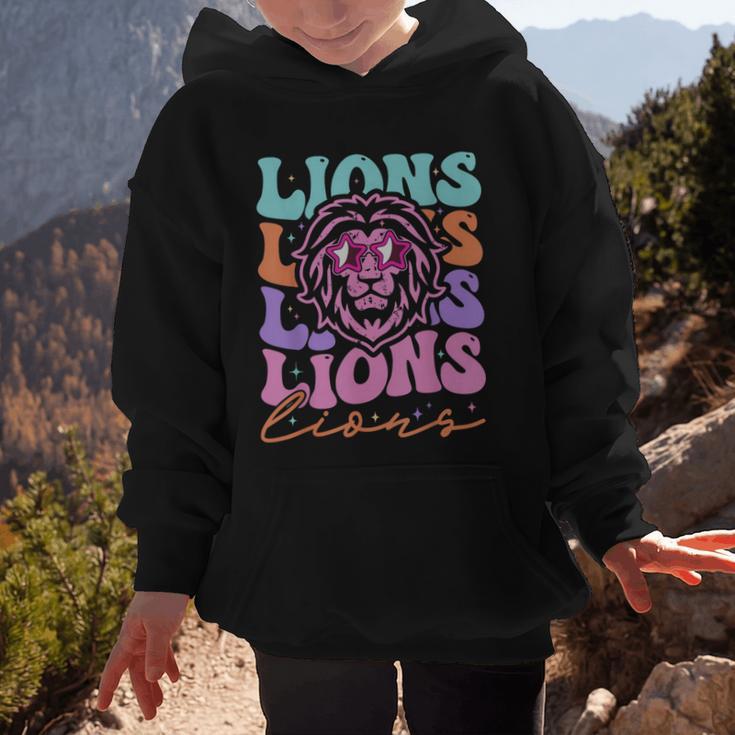 Lion Mascot Back To School Spirit Sports Men Women Groovy Graphic Kid Hoodie Lion Mascot Back To School Spirit Sports Men Women Groovy Graphic Kid Hoodie