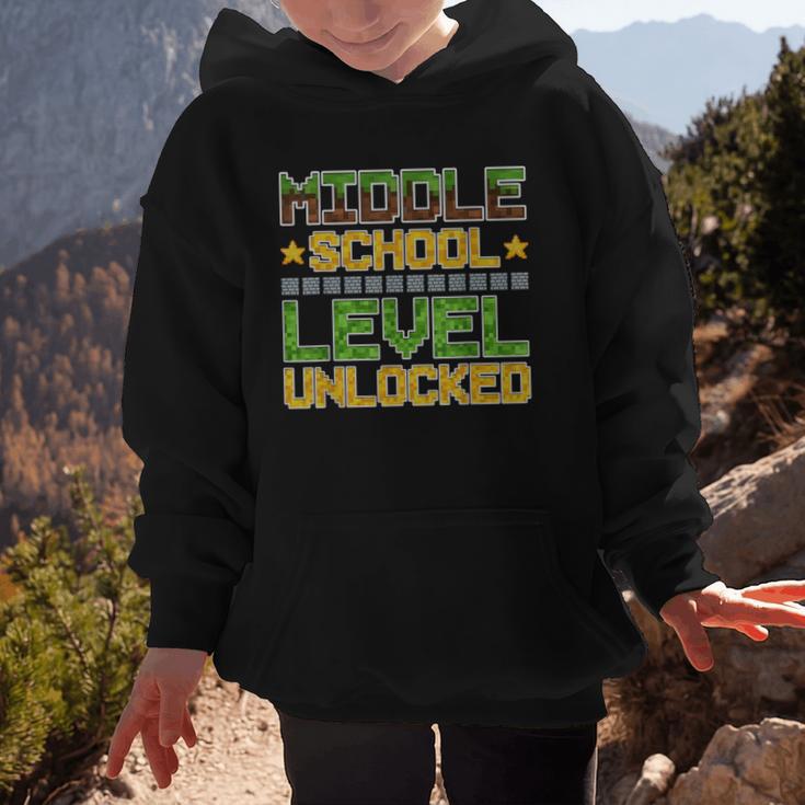 Middle School Level Unlocked Gamer Back To School Graphic Kid Hoodie Middle School Level Unlocked Gamer Back To School Graphic Kid Hoodie