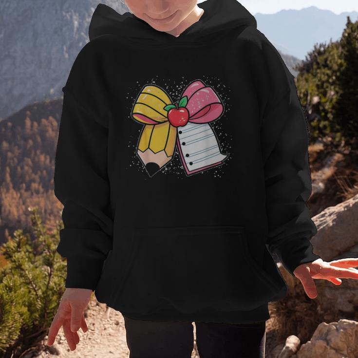 Pencil Coquette Bow Happy First Day Of School Back To School Graphic Kid Hoodie Pencil Coquette Bow Happy First Day Of School Back To School Graphic Kid Hoodie