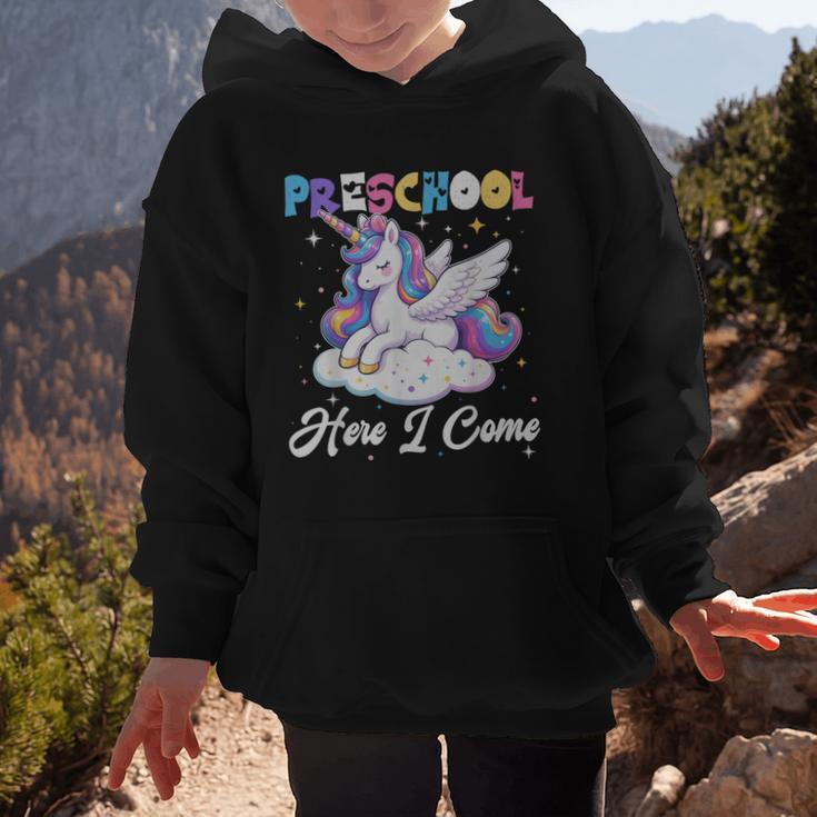 Preschool Here I Come Unicorn Back To School Girl Student Graphic Kid Hoodie