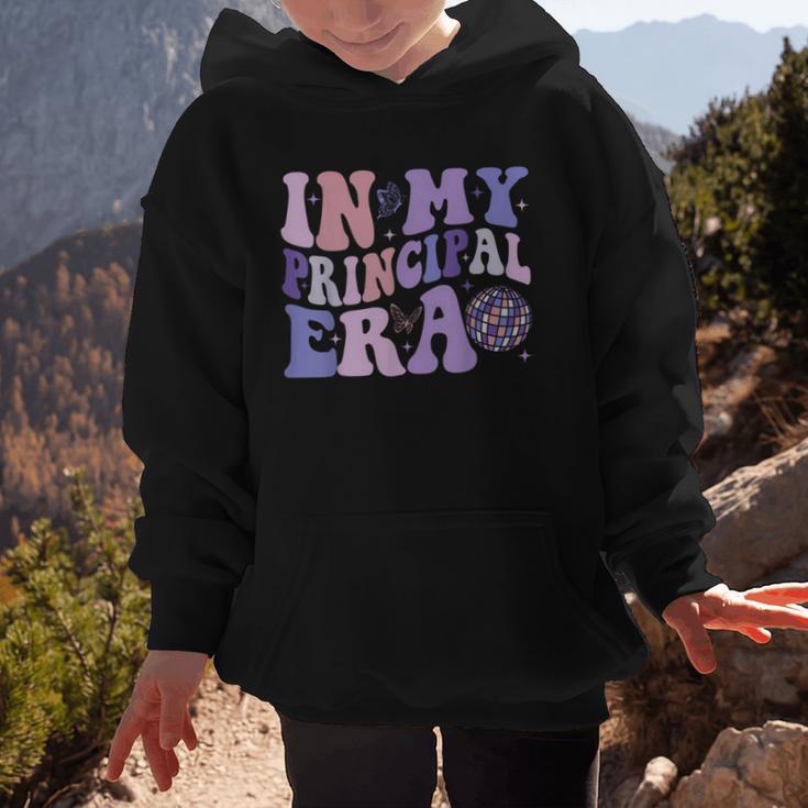 In My Principal Era Groovy School Headmaster Back To School Graphic Kid Hoodie