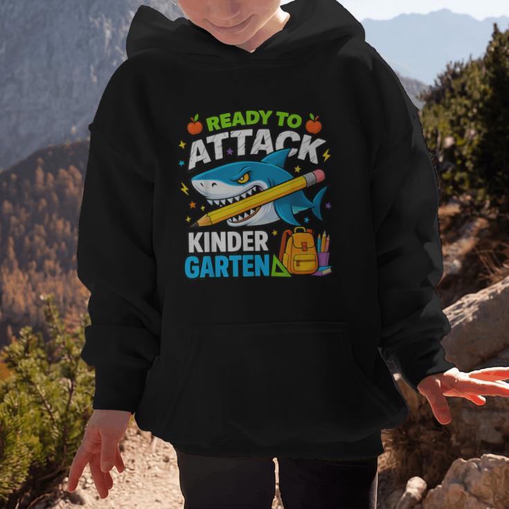 Ready To Attack Kindergarten Shark Back To School Kids Graphic Kid Hoodie Ready To Attack Kindergarten Shark Back To School Kids Graphic Kid Hoodie