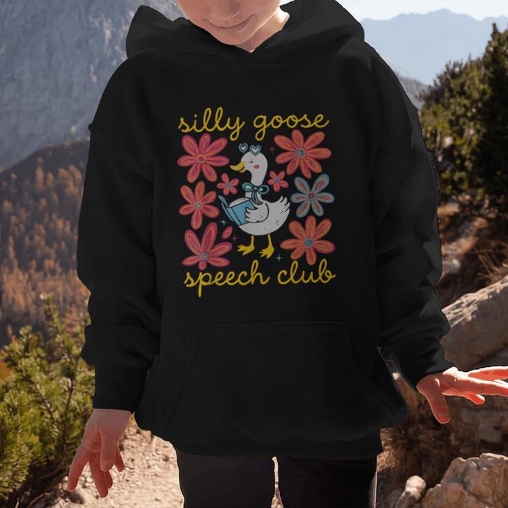 Retro Silly Goose Speech Therapy SLP Back To School Graphic Kid Hoodie Retro Silly Goose Speech Therapy SLP Back To School Graphic Kid Hoodie