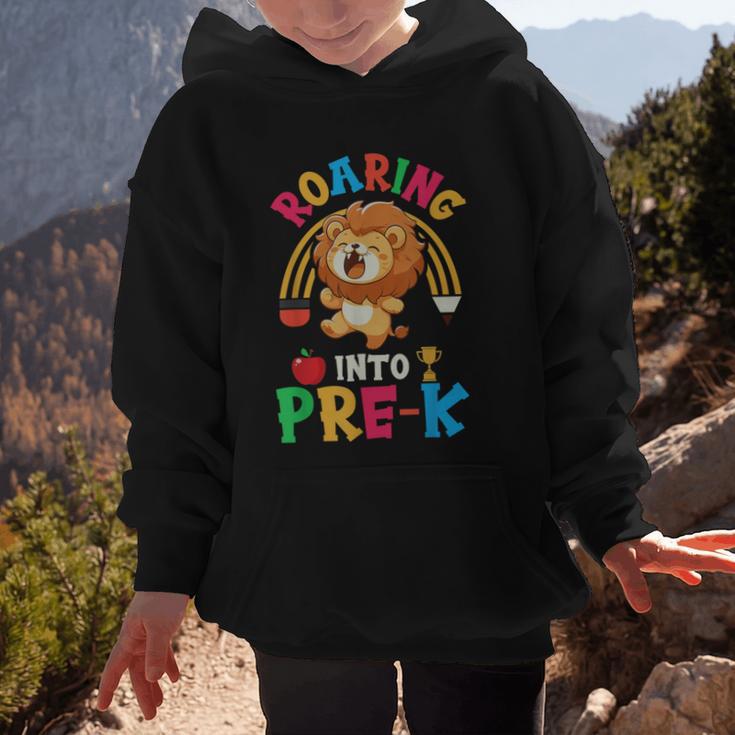 Roaring Into Pre-Kindergarten Lion Pre K Back To School Graphic Kid Hoodie