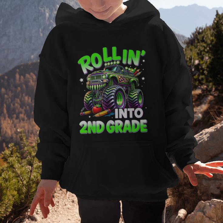 Rollin' Into 2nd Grade Monster Truck Back To School Boys Graphic Kid Hoodie Rollin' Into 2nd Grade Monster Truck Back To School Boys Graphic Kid Hoodie