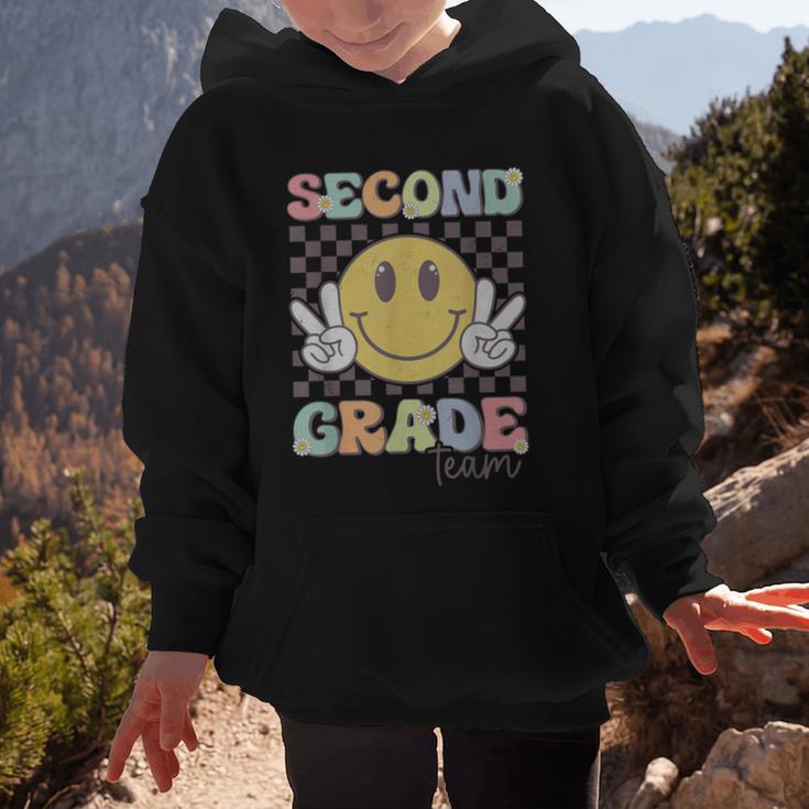 Second Grade Team Smile Face 2nd Grade Back To School Graphic Kid Hoodie Second Grade Team Smile Face 2nd Grade Back To School Graphic Kid Hoodie