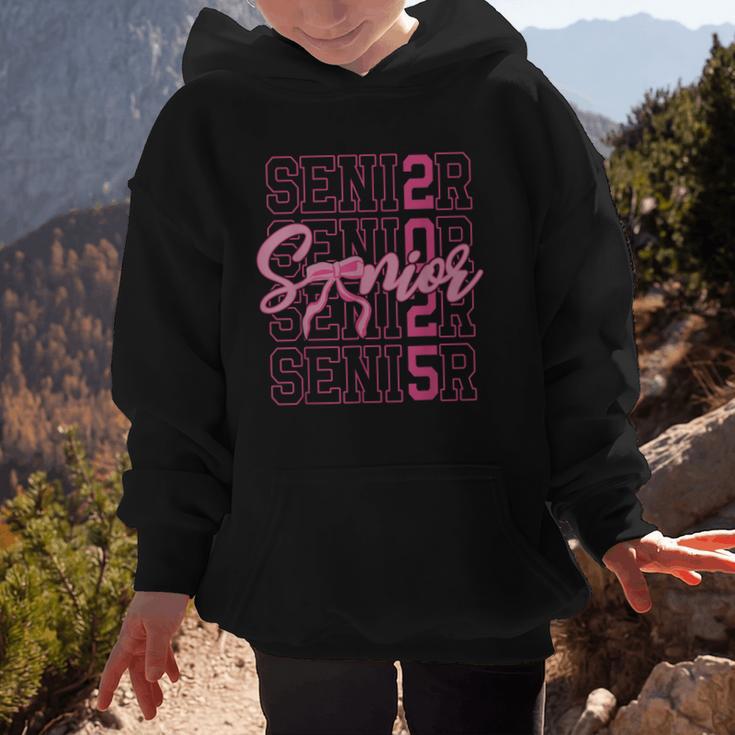 Senior 2025 Coquette Pink Bow Class Of 2025 Back To School Graphic Kid Hoodie Senior 2025 Coquette Pink Bow Class Of 2025 Back To School Graphic Kid Hoodie