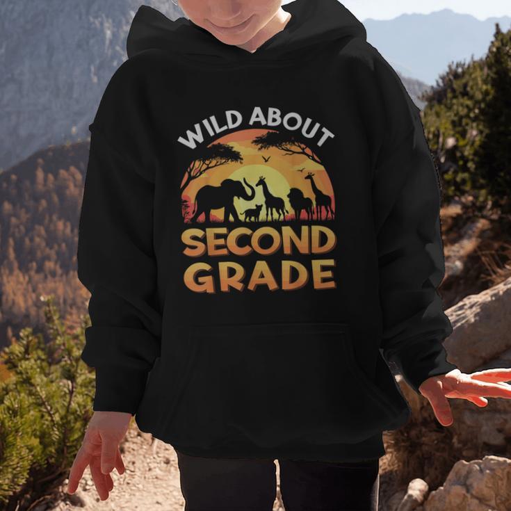 Wild About Second Grade Zoo Animals Back To School Safari Graphic Kid Hoodie Wild About Second Grade Zoo Animals Back To School Safari Graphic Kid Hoodie