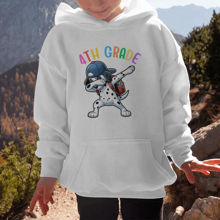 4th Grade Crew Dalmatian Dog Dabbing Back To School Premium Tri-Blend Graphic Kid Hoodie