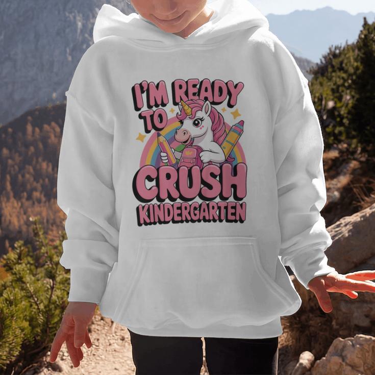 Back To School I'm Ready To Crush Kindergarten Unicorn Graphic Kid Hoodie