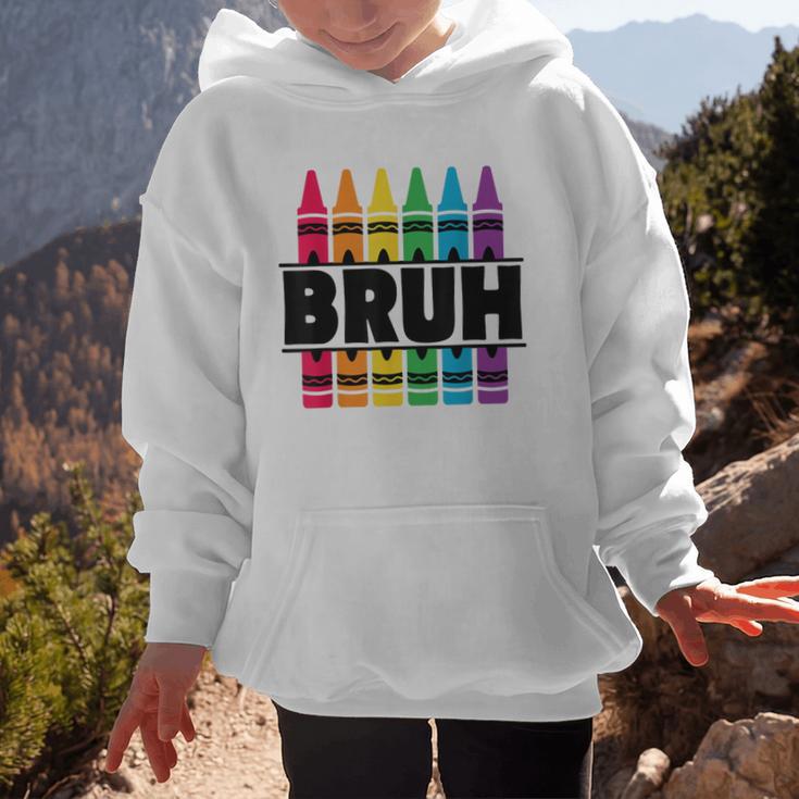 BRUH Back To School Colorful Crayons First Day Of School Graphic Kid Hoodie BRUH Back To School Colorful Crayons First Day Of School Graphic Kid Hoodie