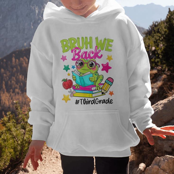 Bruh We Back Third Grade Cute Frog Back To School Graphic Kid Hoodie