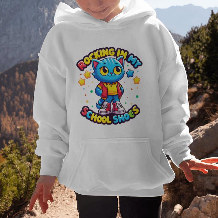 Cat Rocking In My School Shoes Fun Back To School Kids Boys Performance Graphic Kid Hoodie Cat Rocking In My School Shoes Fun Back To School Kids Boys Performance Graphic Kid Hoodie