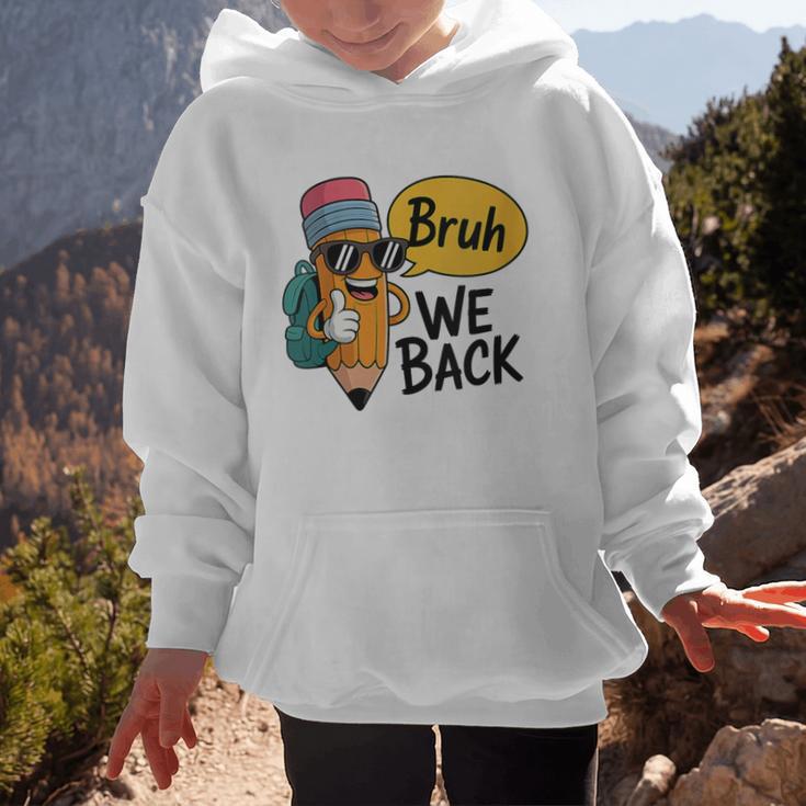 Cool Cartoon Pencil Saying Bruh Back To School Graphic Kid Hoodie Cool Cartoon Pencil Saying Bruh Back To School Graphic Kid Hoodie