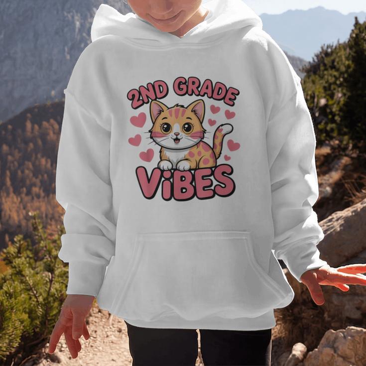 Cute Cat 2nd Grade Vibes Back To School Second Grade Girls Graphic Kid Hoodie Cute Cat 2nd Grade Vibes Back To School Second Grade Girls Graphic Kid Hoodie