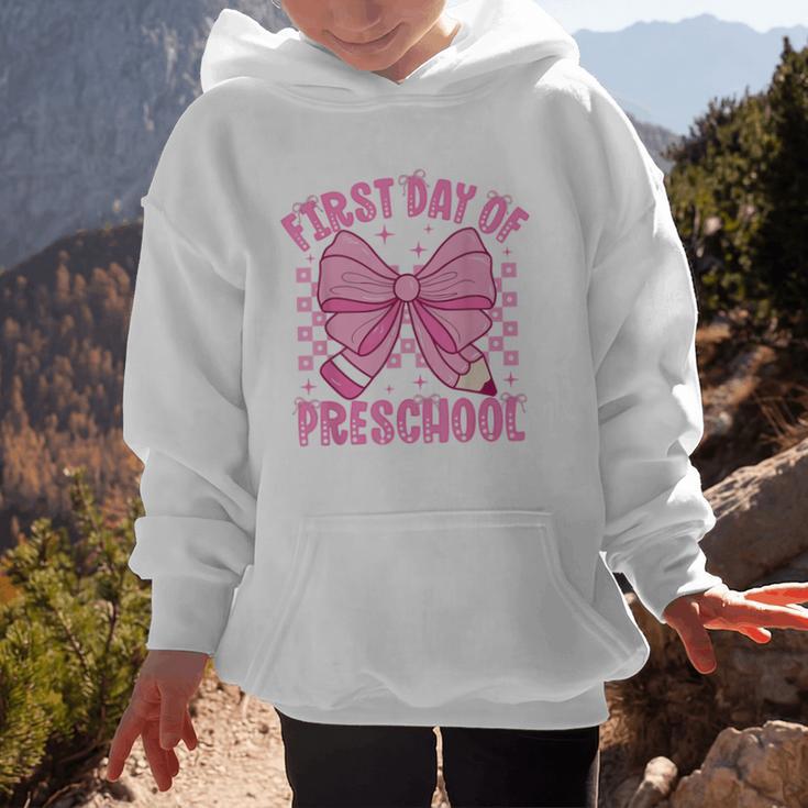 First Day Of Preschool Coquette Bow Back To School Girls Graphic Kid Hoodie