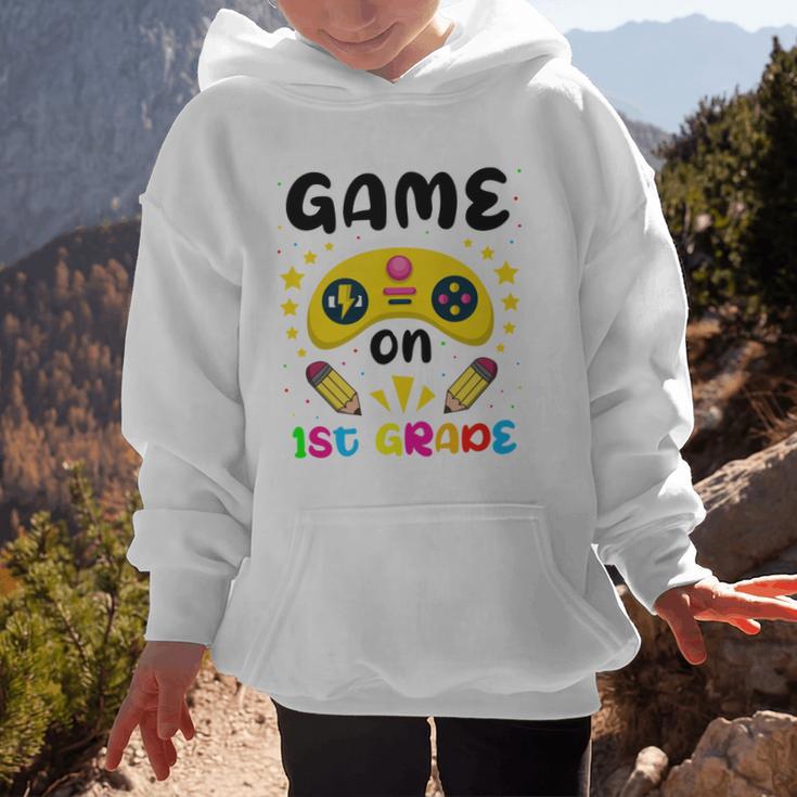 Game On 1st Grade Cute Video Gamer Back To School 2026 Kids Graphic Kid Hoodie Game On 1st Grade Cute Video Gamer Back To School 2026 Kids Graphic Kid Hoodie