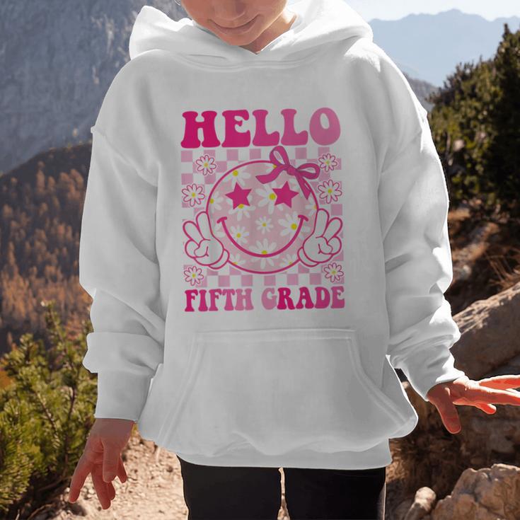 Hello Fifth Grade Coquette Bow Back To School 5th Grade Girl Graphic Kid Hoodie Hello Fifth Grade Coquette Bow Back To School 5th Grade Girl Graphic Kid Hoodie