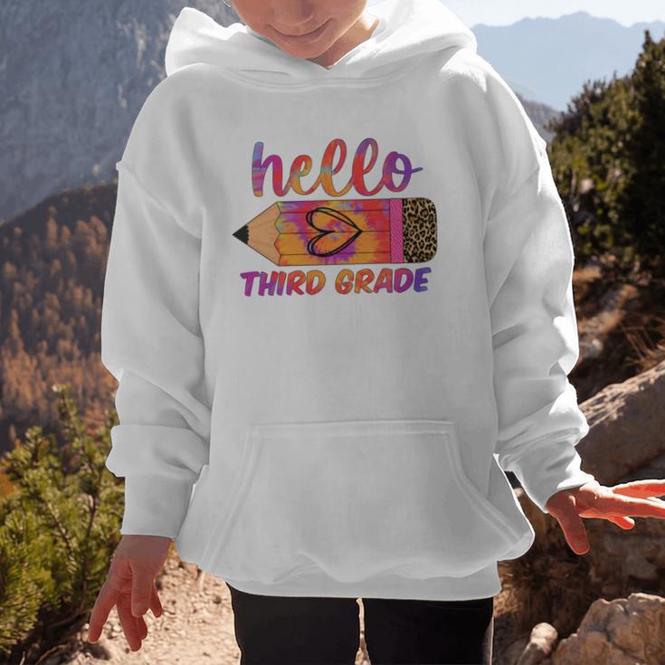 Hello Third Grade Back To School Pencil Tie Dye 3rd Grade Performance Graphic Kid Hoodie