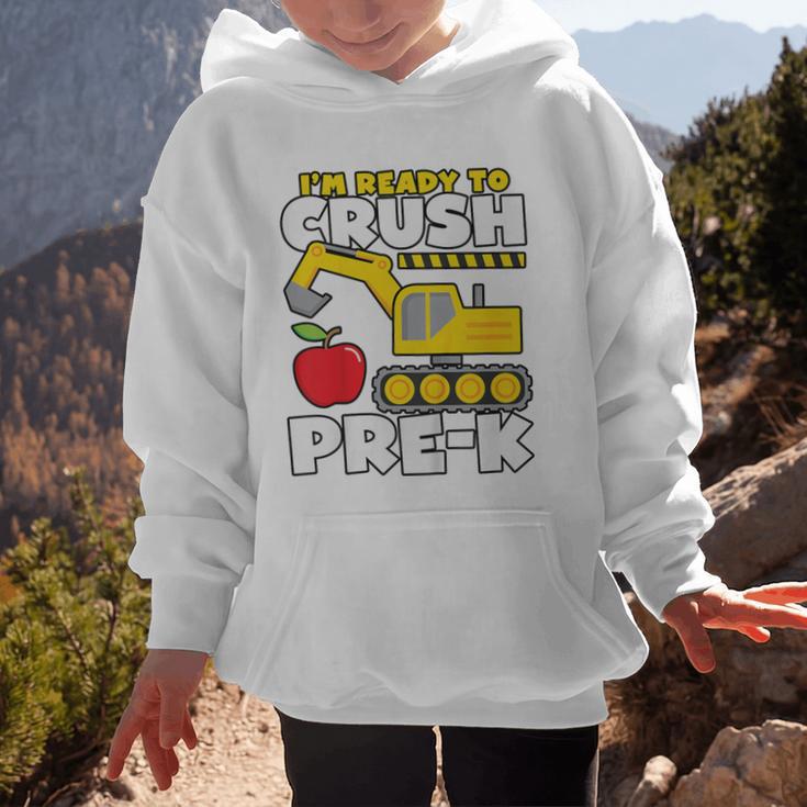 I'm Ready To Crush Pre-K Excavator Back To School Boys Graphic Kid Hoodie I'm Ready To Crush Pre-K Excavator Back To School Boys Graphic Kid Hoodie