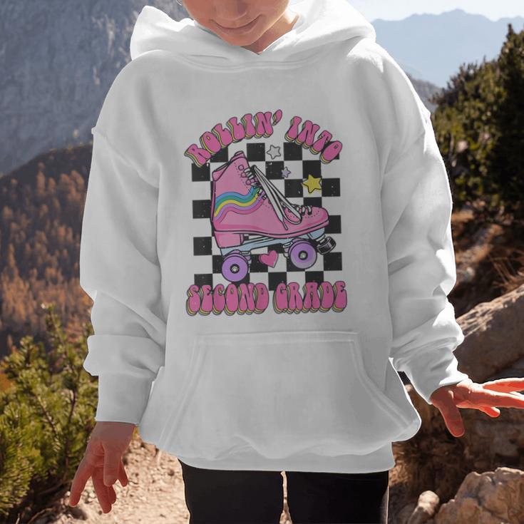 Kids Back To School Skating Rollin Into Second 2nd Grade Graphic Kid Hoodie