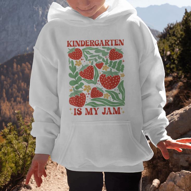 Kindergarten Is My Jam Boho Floral Strawberry Back To School Graphic Kid Hoodie