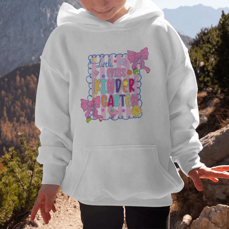 Little Miss Kindergarten Kids Girls Coquette Back To School Graphic Kid Hoodie Little Miss Kindergarten Kids Girls Coquette Back To School Graphic Kid Hoodie