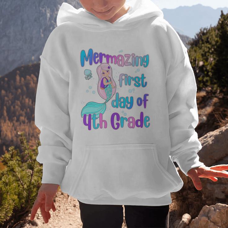 Mermazing First Day Of Fourth Grade Back To School Mermaid Premium Tri-Blend Graphic Kid Hoodie