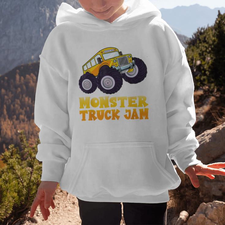 Monster Truck Jam School Bus Yellow Back To School Toddlers Graphic Kid Hoodie Monster Truck Jam School Bus Yellow Back To School Toddlers Graphic Kid Hoodie